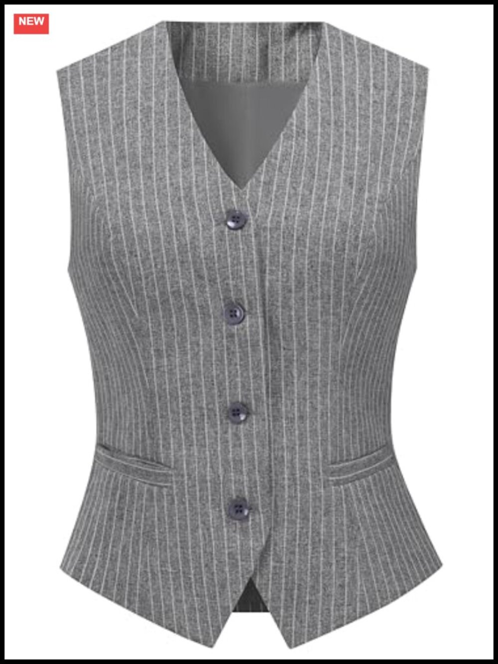 Women's Polyester Spandex Suit Vest Sleeveless V-Neck Button Formal Work Vest